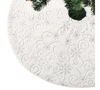 CITÉTOILE Falda de árbol de Navidad de Piel Sintética con Dorado Lentejuelas de Copo de Nieve, Falda Redonda árbol Navidad, Alfombra para Decoración Navideña, Dorado, M