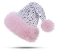 CITÉTOILE Sombrero de Navidad, Gorros de Papá Noel para Adultos, Decoración Festiva de Sombreros Navideños Peludos, Gorro de Navidad para Hombres y Mujeres par Año Nuevo, Blanco