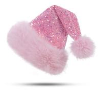 CITÉTOILE Sombrero de Navidad, Gorros de Papá Noel para Adultos, Decoración Festiva de Sombreros Navideños Peludos, Gorro de Navidad para Hombres y Mujeres par Año Nuevo, Rosa