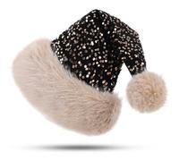 CITÉTOILE Sombrero de Navidad, Gorros de Papá Noel para Adultos, Decoración Festiva de Sombreros Navideños Peludos, Gorro de Navidad para Hombres y Mujeres par Año Nuevo, Negro