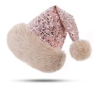 CITÉTOILE Sombrero de Navidad, Gorros de Papá Noel para Adultos, Decoración Festiva de Sombreros Navideños Peludos, Gorro de Navidad para Hombres y Mujeres par Año Nuevo,DoradoRosa