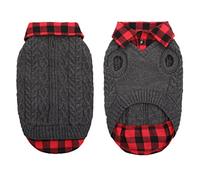 CITÉTOILE Suéter de Invierno para Perros, suéteres de Cuadros de Punto de Cuello Alto, Ropa de Cachorro con Agujeros de Correa, suéteres de Invierno para Mascotas de Todos los tamaños, Gris, L