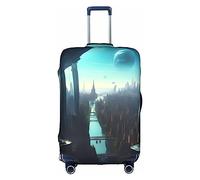 Cities Of The Future - Funda para equipaje lavable, resistente a los arañazos, para equipaje de 18 a 32 pulgadas, Blanco, M