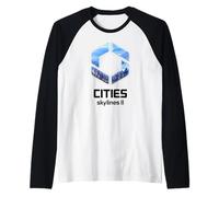 Cities Skylines II Game Logo City Builder Black Camiseta Manga Raglan