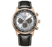 Citizen CA4723-03A Eco-Drive Solar - Reloj de pulsera para hombre, acero inoxidable, color oro rosa, 42 mm, correa de piel negra, 10 ATM