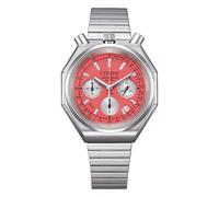 Citizen Chronograph The Luminous Brothers - Reloj de cuarzo con esfera roja analógica, caja de acero de 38 mm, pulsera de acero, tacómetro, WR 50 m AN3700-89Z