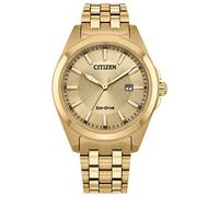 Citizen Eco-Drive Classic Peyton - Reloj para Hombre, Fecha de 3 manecillas, Cristal de Zafiro, marcadores Luminosos, Pulsera Dorada y Esfera Dorada, 5 Inches, Classic