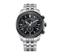 Citizen Eco-Drive Classic - Reloj cronógrafo para Hombre en Acero Inoxidable con Calendario perpetuo, taquímetro, Esfera Negra, Cronógrafo