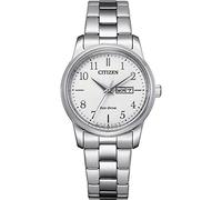 Citizen Reloj para mujer Eco-Drive EW3260-84A Acero Clásico Doble calendario Esfera blanca