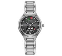Citizen Eco-Drive FE2101-58W - Reloj de pulsera de acero inoxidable con 3 manecillas para mujer, Mickey Mouse y Minnie Tango, color plateado, Tono-plateado, Classic
