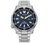 Citizen Eco-Drive Promaster Dive Fugu - Reloj automático de Acero Inoxidable para Hombre, Luminoso, Cumple con la Norma ISO, Esfera Plateada/Azul, 9 Inches, japonés
