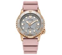 Citizen Eco-Drive Promaster Sea Dive 4 - Reloj para mujer, Correa de poliuretano rosa y esfera plateada, Moderno