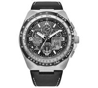 Citizen Eco-Drive - Reloj analógico y Digital para Hombre con Correa de Piel JY8149-05E, Plateado
