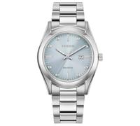 Citizen Eco-Drive Sport - Reloj deportivo de lujo para mujer, Pulsera plateada y esfera azul claro, 5 Inches, Relojes