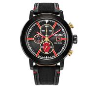 Citizen Eco-Drive Star Wars Darth Maul Mastermind - Reloj cronógrafo de acero inoxidable chapado en iones negros, correa de nailon Cordura negra, esfera negra (modelo: CA0766-02W), Negro -, Moderno