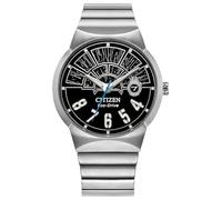 Citizen Eco-Drive Star Wars - Reloj de Pulsera de Acero Inoxidable para Hombre, Esfera Negra, 3 manecillas Plateadas (BM7581-59W), Tono-Plateado, Classic