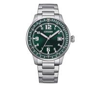 Citizen EcoDrive Military men's watch only time green background NJ0190-51X steel case and bracelet