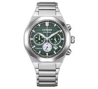 CITIZEN Reloj Cronógrafo Zenshin Senkei Eco-Drive Solar Super Titanium, correa de titanio, verde
