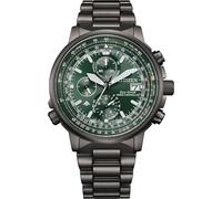 Citizen Radiocontrol AT8304-57W - Reloj Hombre Eco-Drive H800, Radiocontrolado, Acero Inoxidable Grey, Cronógrafo, Esfera Verde, 20 ATM