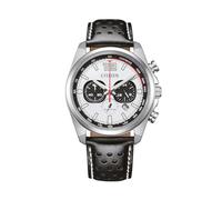 Citizen Reloj CA4640-09A Active Sport Chrono Hombre - Eco Drive, Caja 41mm, Esfera Blanca, Correa de Piel, WR 10 Bar, Taquímetro