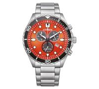 Citizen Reloj analógico de Cuarzo para Hombre con Correa de Acero Inoxidable AT2560-84X, Naranja, Pulsera