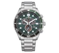 Citizen Reloj analógico de Cuarzo para Hombre con Correa de Acero Inoxidable AT2561-81X, Verde, Pulsera