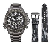 Citizen Reloj analógico Digital Eco-Drive para Hombre con Correa de Acero Inoxidable JV1008-63E, Gris, Pulsera
