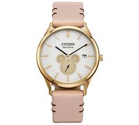 Citizen Reloj analógico Eco-Drive Unisex para Adultos con Correa de Cuero BV1132-08W, Correa Beige, Plateado-Blanco, Moderno