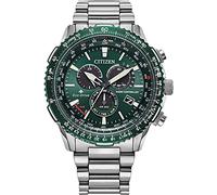 Citizen Reloj analógico para Hombre 32022710, Plateado/Verde, Talla única, Pulsera