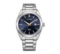 Citizen Reloj analógico para Hombre con Esfera Amarilla, Plata, Standard Size, Pulsera