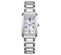CITIZEN Reloj de mujer con correa de eslabones de acero inoxidable Eco-Drive Solar números romanos, Plateado Metal Band