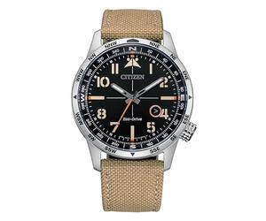 Citizen Reloj analógico Unisex con Correa de Piel BM7550-10E, Plata