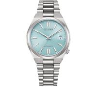 CITIZEN Reloj automático para mujer con correa de eslabones de acero inoxidable, 37 mm, cristal de zafiro, fecha, azul hielo, NJ0200 en diferentes variantes, azul claro