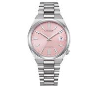 CITIZEN Reloj automático para mujer con correa de eslabones de acero inoxidable, 37 mm, cristal de zafiro, fecha, azul hielo, NJ0200 en diferentes variantes, Rosa.