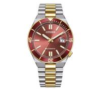 Citizen Reloj automático para hombre Tsuyosa Shore NJ0234-58X | Caja y pulsera bicolor (acero y oro) 40 mm | Esfera roja con cristal zafiro y lente | mecánica a la vista | WR 10 bar