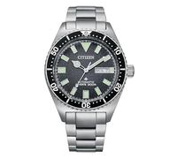 Citizen Reloj automático Promaster de Buceo automático para Hombre, Pulsera de Acero Inoxidable en Tono Plateado, Esfera Negra, día/Fecha y 3 manecillas (Modelo: NY0120-52E)