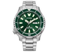 Citizen Reloj automático Promaster Dive Fugu para Hombre, Acero Inoxidable, Luminoso, Cumple con la Norma ISO, Esfera Plateada/Verde (Modelo: NY0151-59X)