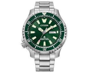 Citizen Reloj automático Promaster Dive Fugu para Hombre, Acero Inoxidable, Luminoso, Cumple con la Norma ISO, Esfera Plateada/Verde (Modelo: NY0151-59X)