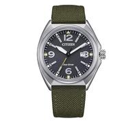 Citizen Reloj AW1571-09E of Collection Military - Hombre - Eco Drive, Caja 40.8mm, Esfera Negra, Correa Nylon Khaki, WR 10 Bar