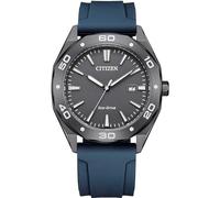 Citizen Reloj BM7638-02H Active Sport Hombre - Eco Drive, Caja Gris 41mm, Esfera Gris, Correa Silicona Azul, WR 10 Bar