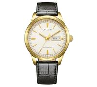 CITIZEN Reloj de hombre automático día/fecha con 40 mm de diámetro en diferentes variantes, Blanco / Correa de Cuero, Correa