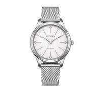 Citizen EM1220-82A Eco-Drive - Reloj solar para mujer, acero inoxidable, correa milanesa de 34 mm, 5 ATM