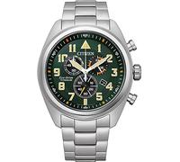 Citizen Reloj de Pulsera para Hombre con cronógrafo Eco-Drive de Titanio, Verde, Talla única, Pulsera