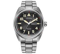 Citizen Reloj deportivo informal Eco-Drive para hombre Weekender Garrison, Color plateado y negro.