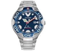 Citizen Reloj Promaster Dive Eco-Drive para hombre de 46 mm, caja de acero inoxidable en tono plateado y pulsera con esfera azul (BN0231-52L), Azul, Militar