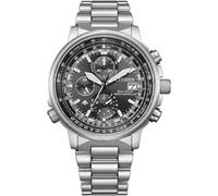 Citizen Radiocontrol AT8300-58E - Reloj Hombre Eco-Drive H800, Radiocontrolado, Acero Inoxidable, Cronógrafo, Esfera Negra, 20 ATM