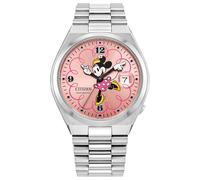 Citizen Reloj unisex automático Tsuyosa Minnie Mouse, esfera rosa de rayos solares, caja de acero inoxidable (modelo: NJ0156-50W), Tono-plateado, Classic