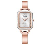 Citizen Silhouette - Reloj de Pulsera para Mujer con diseño de Cristal Eco-Drive, Caja Rectangular, 3 manecillas, Acero Inoxidable, Oro Rosa, 9 Inches, Classic