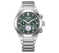 CITIZEN Zenshin Senkei Eco-Drive Solar Super Titanium - Cronógrafo con correa de titanio y cristal de zafiro, verde, Moderno