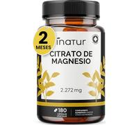 Citrato de Magnesio 2272 mg - 180 Cápsulas con 375 mg de Magnesio Puro | Magnesio para Cansancio, Músculos y Energía | Inatur